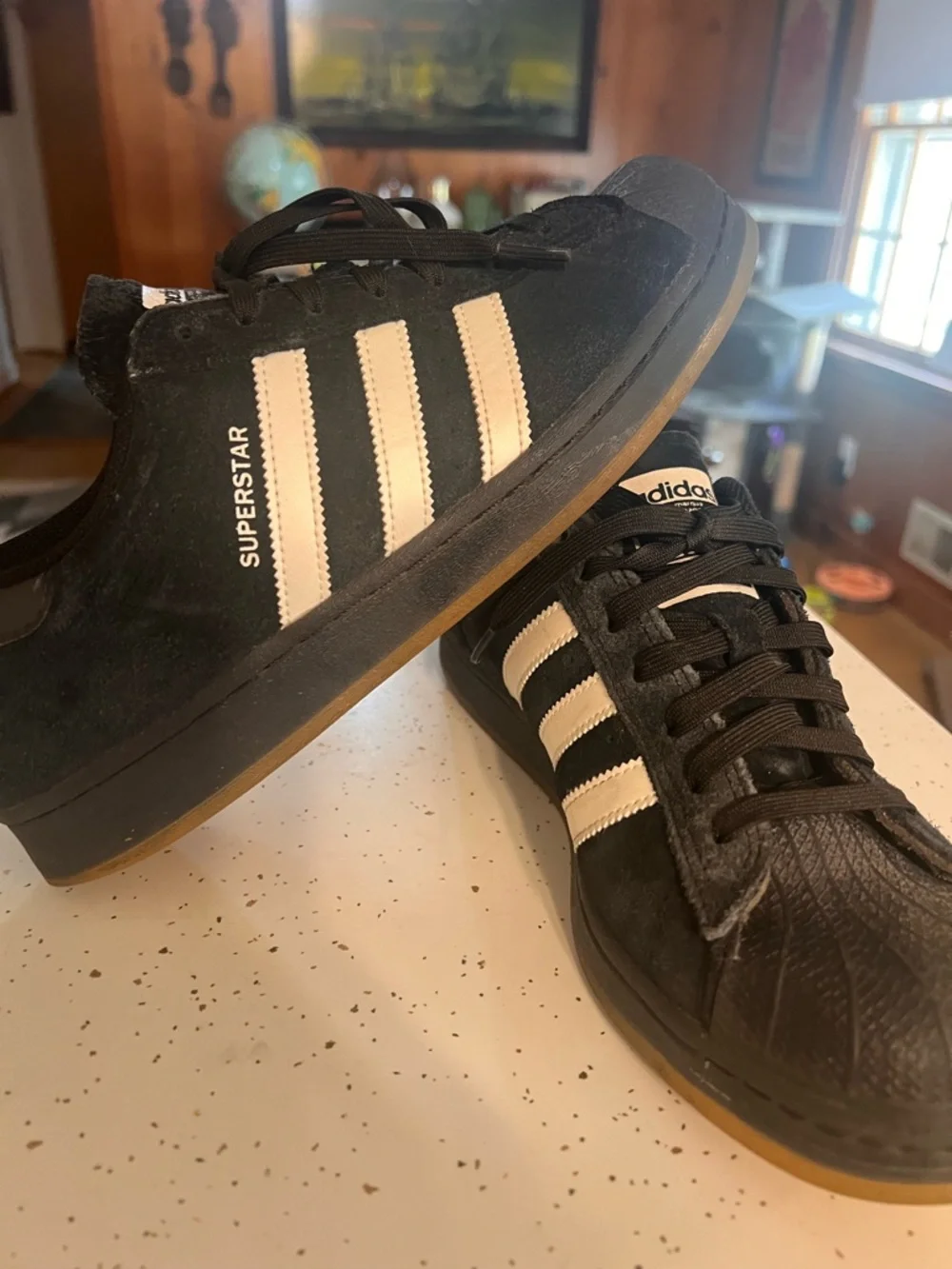 adidas Superstar ADV Black & White Suede Sneakers - Picture 3 of 6